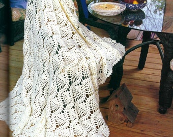 Vintage Worsted Weight Crochet Pineapple Afghan blanket instant download crochet pattern