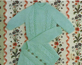 Knit Pattern Baby Jumper and Cardigan instant download knitting pattern