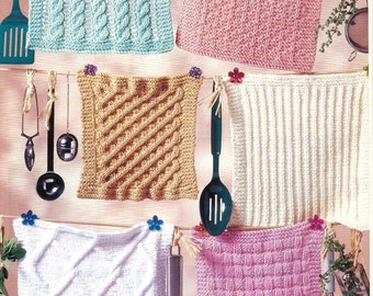 Pdf Knit Dishcloths set of 6 designs instant download knitting pattern