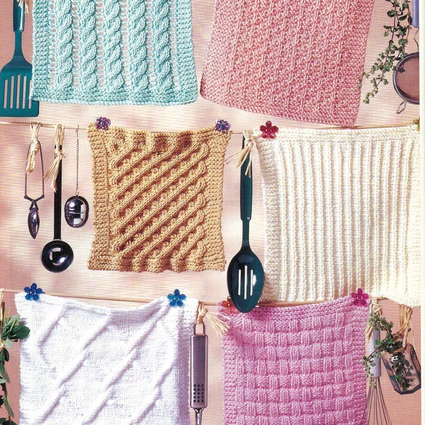 Pdf Knit Dishcloths set of 6 designs instant download knitting pattern