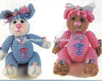 Crochet Bear and Bunny Adorable Critters amigurumi instant download crochet pattern