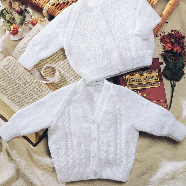 Baby Cardigans to Knit DK yarn Round and V neck download knitting pattern