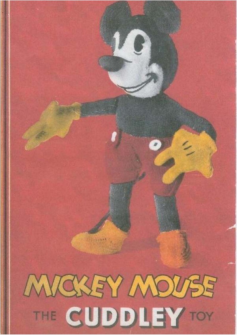Vintage Knit Mickey Mouse Cuddly Toy Knitting Pattern Instant | Etsy