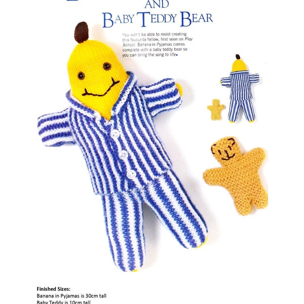 vintage knit pattern Banana in Pyjamas pajamas bear buddy too download knitting pattern