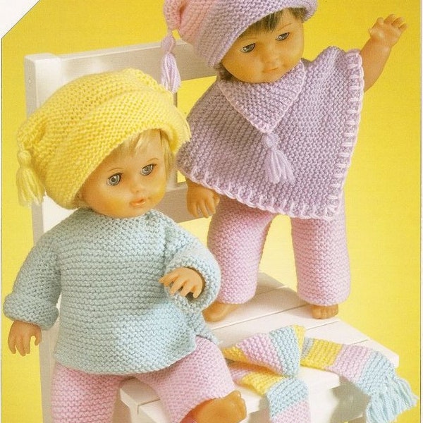 Doll Clothes Easy to knit patterns to fit 12 to 22  inch tall dolls instant download knitting pattern