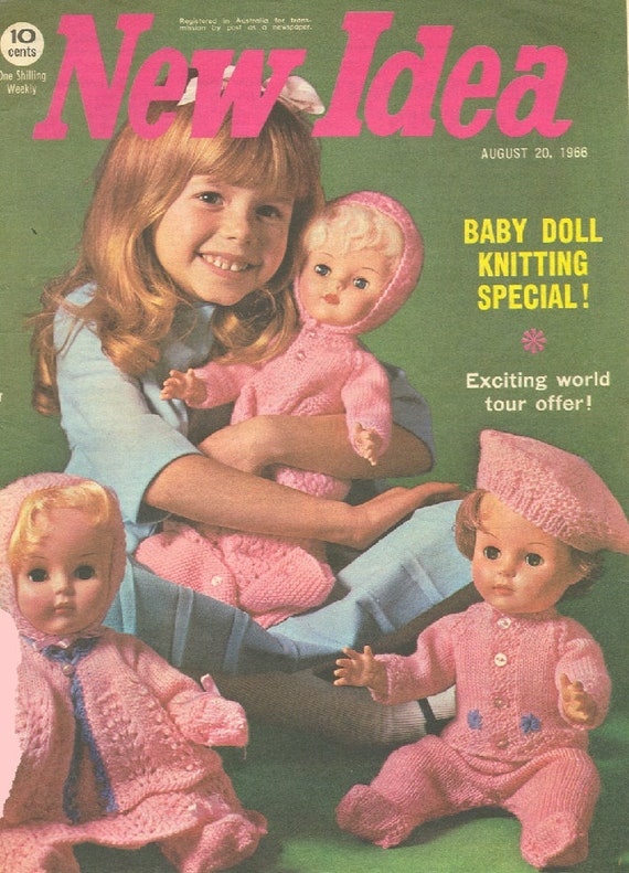 Vintage Doll New Idea Baby Doll Knit Layette Set Download Pattern