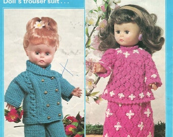 Vintage Knit pattern Doll Clothes for 14 inch tall dolls instant download pdf knitting pattern