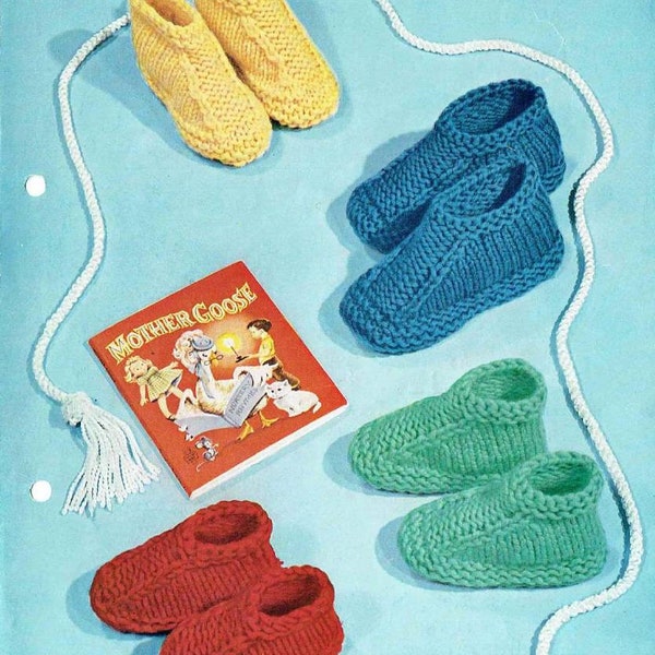 Digital Pattern for Knit Slippers children sizes instant download knitting pattern