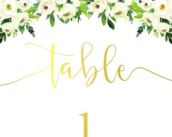 White & Gold effect Table Number/Name