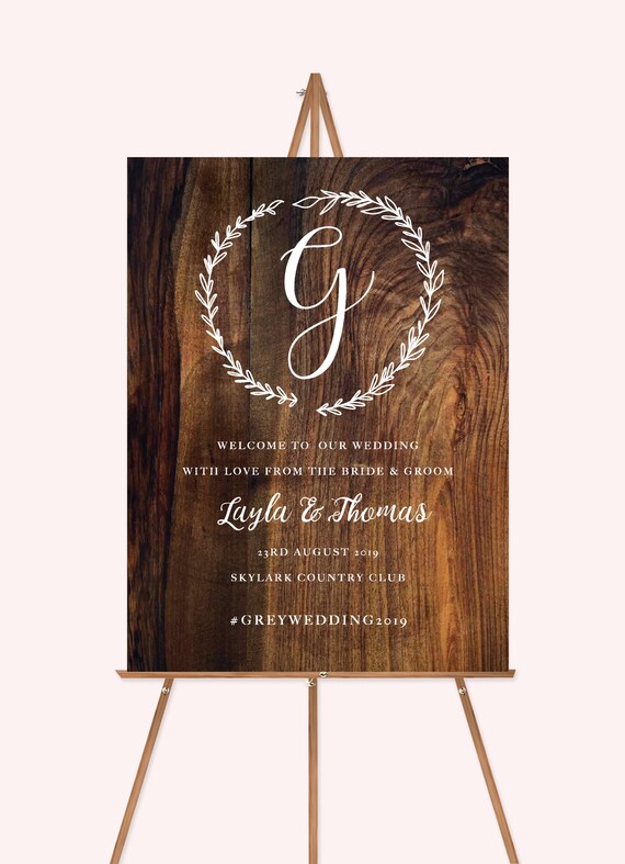 Beautiful Wooden Initial Welcome Sign Board Wedding Sign Etsy