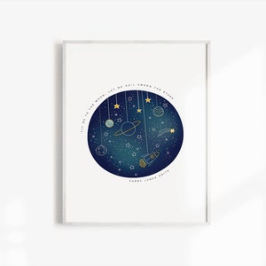 Space Nursery Print | Fly me to the moon Print | Quote Print | Personalised Space Print |  Kids Decor | Childs Room