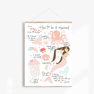 How to be a Mermaid Print | Mermaid art Print | Home Decor Print | Nursery Print | Wall Art | Childs bedroom print