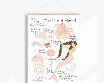 How to be a Mermaid Print | Mermaid art Print | Home Decor Print | Nursery Print | Wall Art | Childs bedroom print