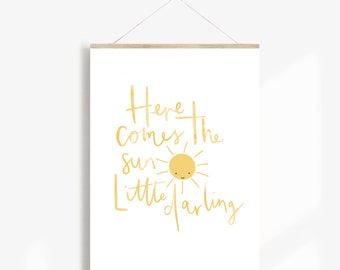 Here comes the sun Print | Beatles Print | Quote Print | Home Decor Print | Nursery Print | Wall Art | Childs bedroom print