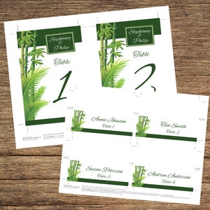 Bamboo Palm Table Number and Place Cards PLM-01-Digital Download image 4