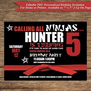 KB-12-FT-Digital Download Ninja Invitations