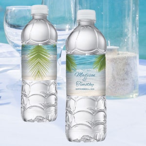 BCH-30-WB-Beach Personalized Water Bottle Labels Editable Digital Download