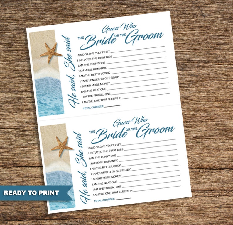 Beach Bridal Shower Games Bch-02-bsg-digital Download - Etsy