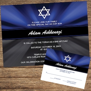 Bar or Bat Mitzvah Invitation and Respond Card BARM 04-INV-RC-Digital Download