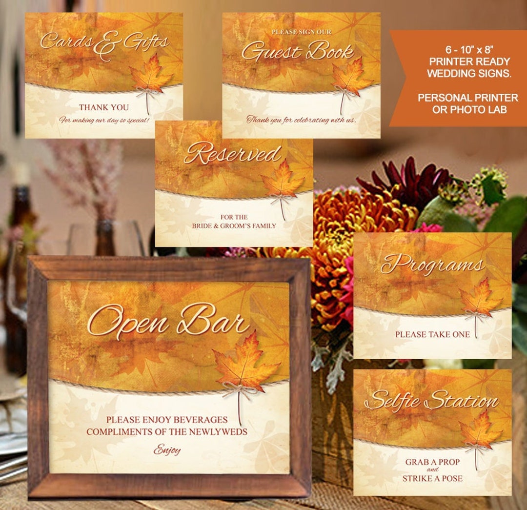 Fall Table Sign Fall-06-ts-digital Download Fall Wedding Table Signs Ready to Print - Etsy