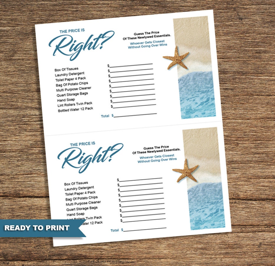 Beach Bridal Shower Games Bch-02-bsg-digital Download - Etsy
