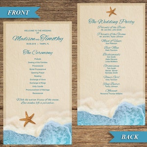 BCH-02-WP-Beach Wedding Program Digital Download