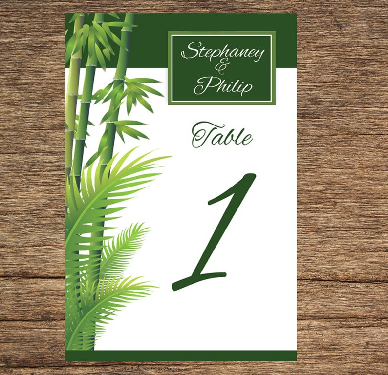 Bamboo Palm Table Number and Place Cards PLM-01-Digital Download image 2