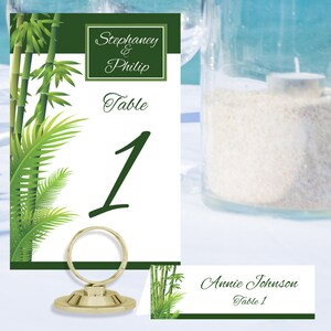 Bamboo Palm Table Number and Place Cards PLM-01-Digital Download image 1