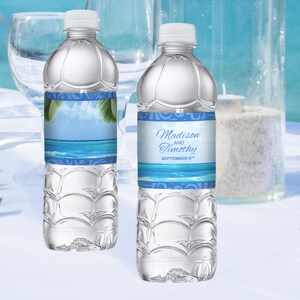 BCH_09 Beach Personalized Water Bottle Labels Editable Digital Download