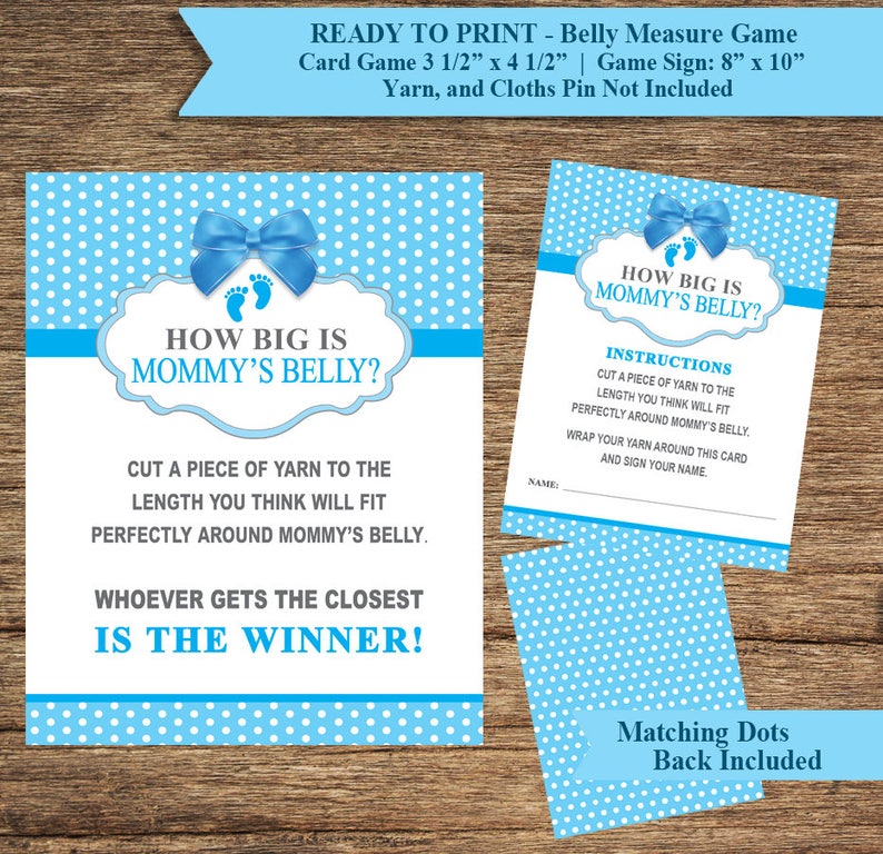 Boy Measure Mommy's Belly Game With Sign - BAB_09 Ready to Print ...