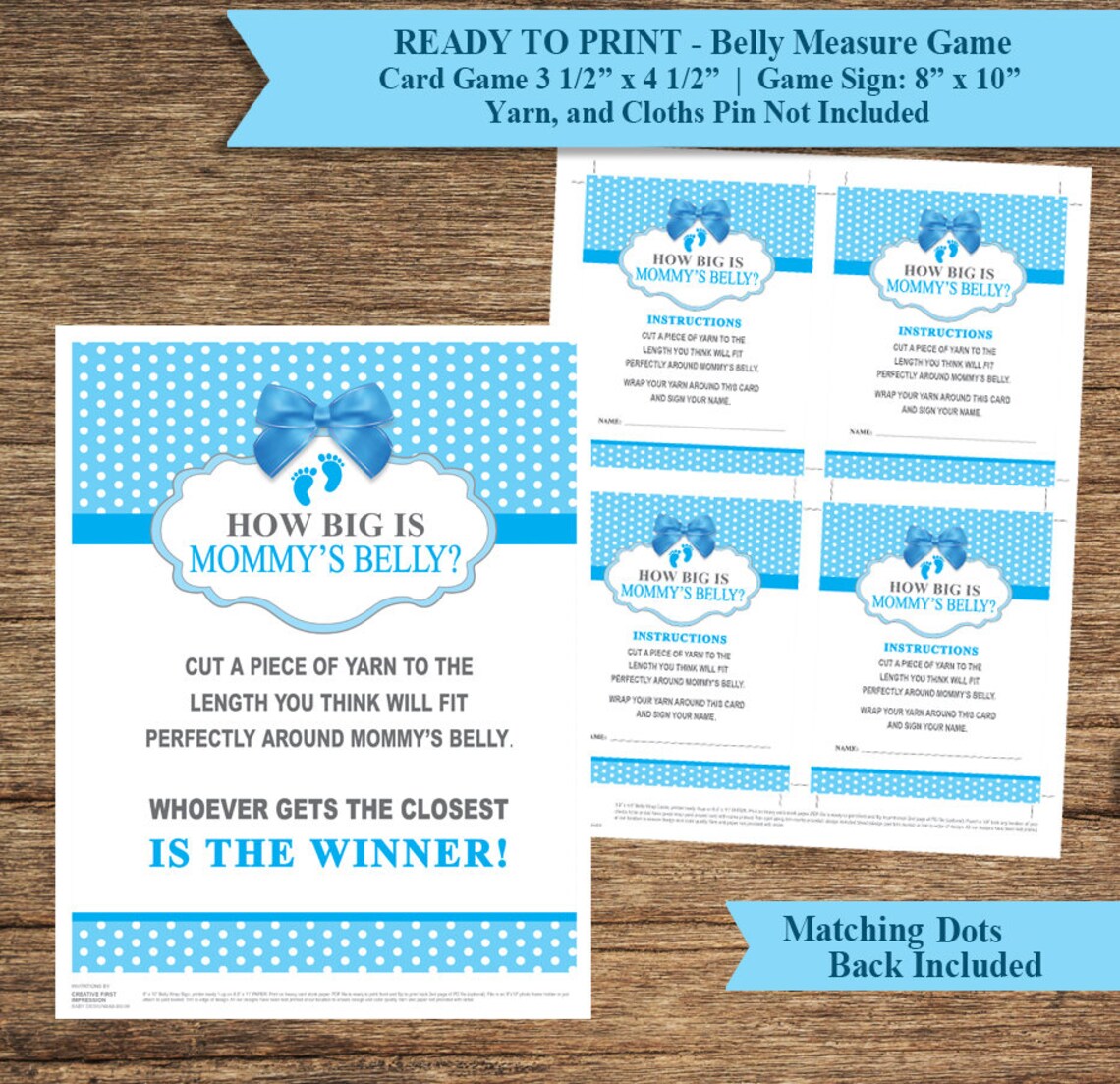 Boy Measure Mommy's Belly Game With Sign - BAB_09 Ready to Print ...