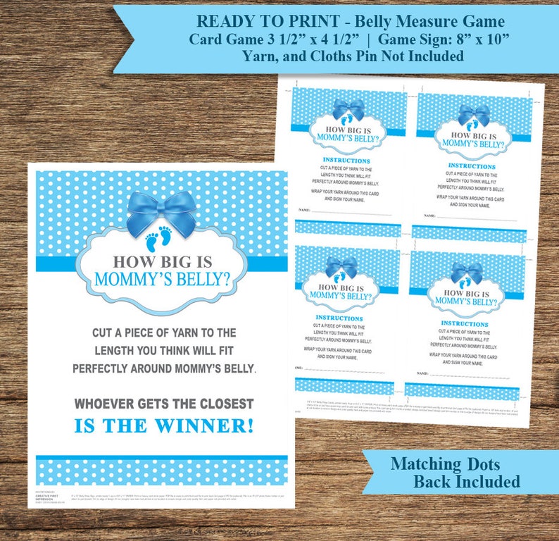 Boy Measure Mommy's Belly Game With Sign - BAB_09 Ready to Print ...