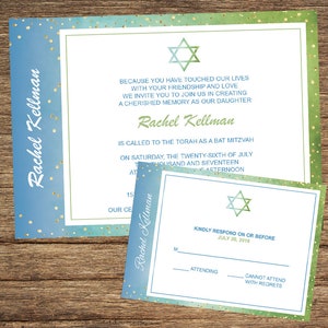 Bar or Bat Mitzvah Invitation and Respond Card BARM 03-INV-RC-Digital Download