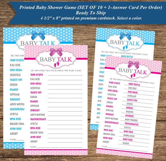 Printed Baby Talk Scramble Baby Shower Game Bab 09 Btg Ready To Ship Set Of 10