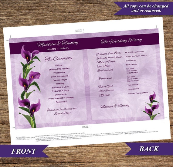 Calla Lily Fan And Wedding Program Flw 01 Fp Digital Download Etsy