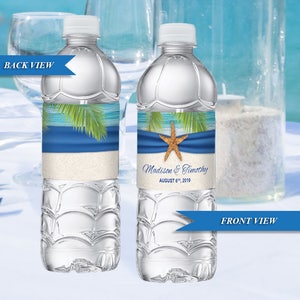 BCH-20-WBL-Starfish, Beach and Ribbon Waterbottle Label Digital Download