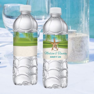 BCH-19-WBL-Beach Starfish and Ribbon Water Bottle Labels Digital Download