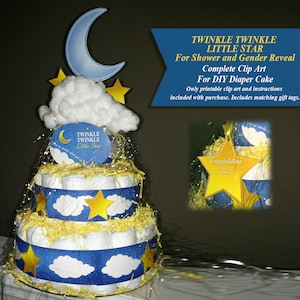 BAB-01-DCA-Twinkle Twinkle Diaper Cake Clip Art for Shower and Gender Reveal Digital Download