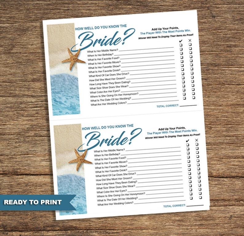 Beach Bridal Shower Games Bch-02-bsg-digital Download - Etsy