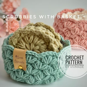 Crochet face scrubbies Pattern PDF | Crochet basket | handmade  face scrubbies | handmade basket I Christmas gift | housewarming gift