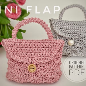 Crochet mini flap Pattern PDF, Crochet pouch Pattern, handmade bag, mini flap image 1