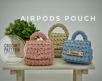 Mönster för virkad Airpod-påse i PDF-format | Virkad påse | handgjord påse | handgjord påse I Virkmönster | Julklapp