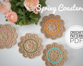 Crochet Coaster Pattern PDF, Crochet Home Decor Pattern,  DIY Crochet Gifts