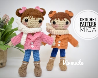 Crochet dolls, amigurumi dolls, crochet PDF Pattern, winter dolls