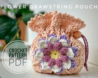 Crochet drawstring pattern | crochet pouch pattern | crochet bag pattern