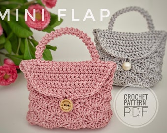 Crochet mini flap Pattern PDF, Crochet pouch Pattern, handmade bag, mini flap