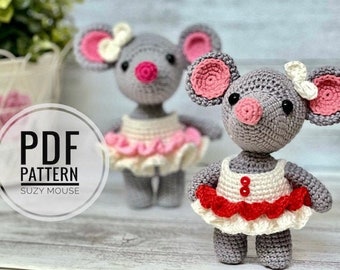 Crochet Amigurumi pattern, Crochet Suzy Mouse, Amigurumi mouse, crochet pattern amigurumi