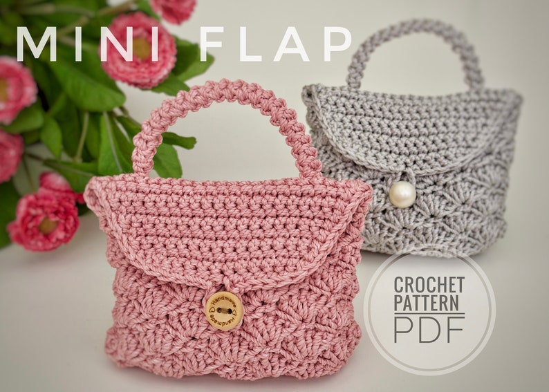 Crochet mini flap Pattern PDF, Crochet pouch Pattern, handmade bag, mini flap image 1