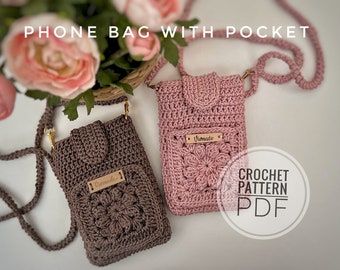 Crochet phone bag Pattern PDF | Crochet phone bag with pocket Pattern | handmade phone bag | Phone pouch