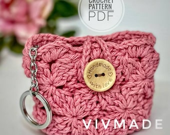 Patrón bolsa de llaves a crochet PDF, Patrón bolsa a crochet, bolsa hecha a mano.